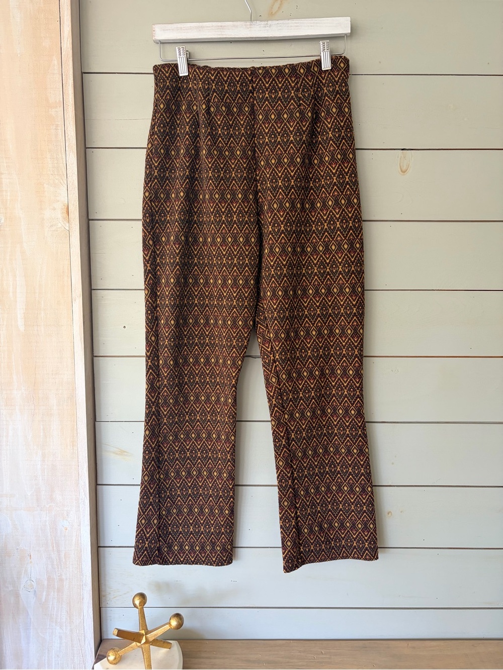 Free People Geometric Knit Flare Pants - Brown Multi